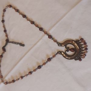 Enamel and Bead Pendent Bead Jointed Necklace